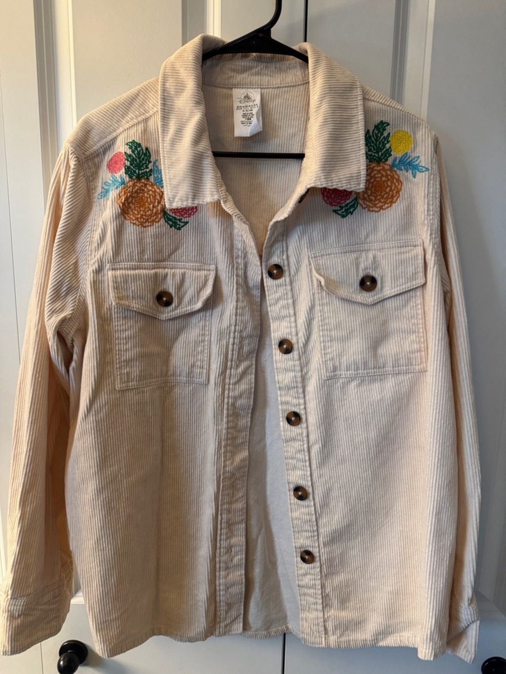 Disney Coco Embroidered Cream Corduroy Button-Front Jacket